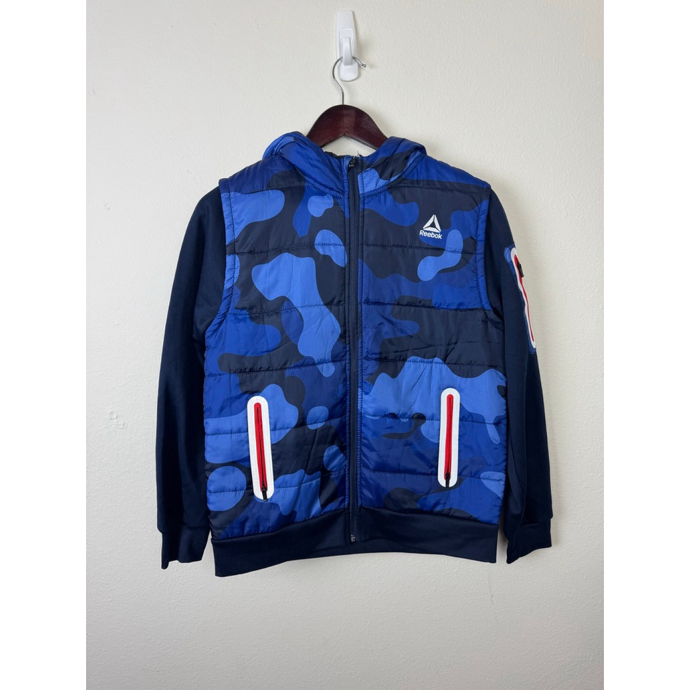 Reebok Youth Active Hooded Jacket 14/16 XL Blue Winter Outdoor Softshell Camo